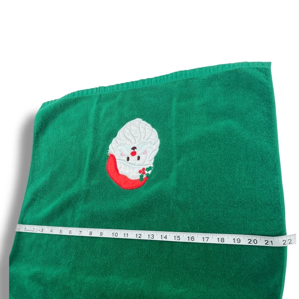 Christmas Santa Face Emerald Green Hand Towel Set Embroidered Holiday Decor